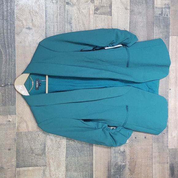 DKNY Emerald Green Ruched sleeve Blazer sz 8 Petite women - Picture 13 of 13
